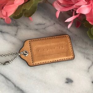 COACH large tan bag charm key chain replacement logo charm 3" x 1.5"